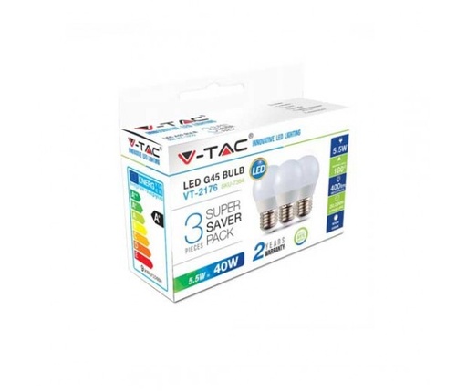 [VT-2095] [VT-2095]KIT DE 3 AMPOULES SPOT LED V-TAC 5W 6400K